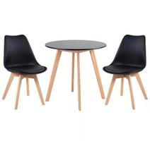 Kit - Mesa De Jantar Leda 90 Cm Preto + 2 Cadeiras Estofadas Leda Preto Kit - Mesa De Jantar Leda 90 Cm Preto + 2 Cadeiras Estofadas Leda Preto