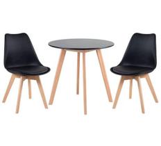 Kit - Mesa De Jantar Leda 90 Cm Preto + 2 Cadeiras Estofadas Kit - Mesa De Jantar Leda 90 Cm Preto + 2 Cadeiras Estofadas