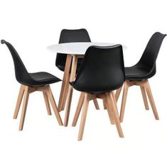 Kit - Mesa De Jantar Leda Redonda 90 Cm Branco + 4 Cadeiras Kit - Mesa De Jantar Leda Redonda 90 Cm Branco + 4 Cadeiras