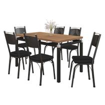 Kit Mesa de Jantar Marva 136cm com 06 Cadeiras Virginia Preto Ferro Preto - Pallazio Kit Mesa de Jantar Marva 136cm com 06 Cadeiras Virginia Preto Ferro Preto - Pallazio