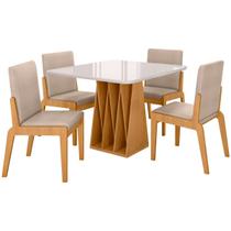 Kit Mesa de Jantar Orquestra com 4 Cadeira Sinfonia em Linho