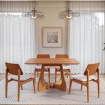Kit Mesa de Jantar Paineira 140 cm e 4 Cadeiras Jandaia CabeCasa MadeiraOriginals Bege/Amêndoa Kit Mesa de Jantar Paineira 140 cm e 4 Cadeiras Jandaia CabeCasa MadeiraOriginals Bege/Amêndoa