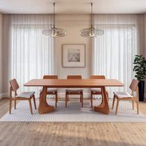 Kit Mesa de Jantar Paineira 240cm e 5 Cadeiras Jandaia CabeCasa MadeiraOriginals Bege/Amêndoa