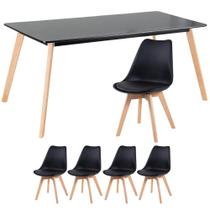 KIT - Mesa de jantar retangular 80 x 160 + 4 cadeiras estofadas Leda
