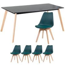 KIT - Mesa de jantar retangular 80 x 160 + 4 cadeiras estofadas Leda