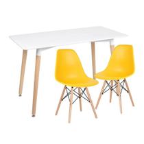 KIT - Mesa de jantar retangular Eames 60 x 120 cm branco + 2 cadeiras Eiffel DSW