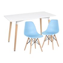 KIT - Mesa de jantar retangular Eames 60 x 120 cm branco + 2 cadeiras Eiffel DSW