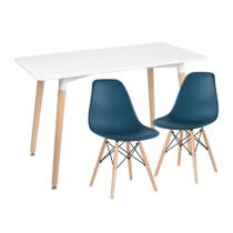 KIT - Mesa de jantar retangular Eames 60 x 120 cm branco + 2 cadeiras Eiffel DSW