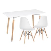 KIT - Mesa de jantar retangular Eames 60 x 120 cm branco + 2 cadeiras Eiffel DSW