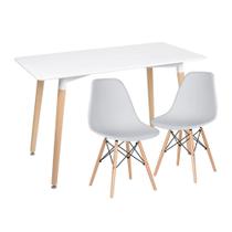 KIT - Mesa de jantar retangular Eames 60 x 120 cm branco + 2 cadeiras Eiffel DSW