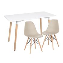 KIT - Mesa de jantar retangular Eames 60 x 120 cm branco + 2 cadeiras Eiffel DSW