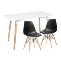 KIT - Mesa de jantar retangular Eames 60 x 120 cm branco + 2 cadeiras Eiffel DSW