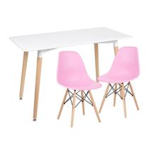 KIT - Mesa de jantar retangular Eames 60 x 120 cm branco + 2 cadeiras Eiffel DSW