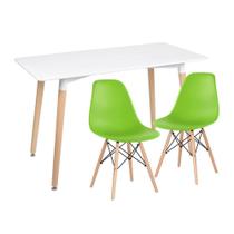 KIT - Mesa de jantar retangular Eames 60 x 120 cm branco + 2 cadeiras Eiffel DSW