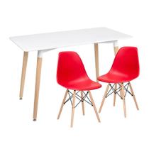 KIT - Mesa de jantar retangular Eames 60 x 120 cm branco + 2 cadeiras Eiffel DSW