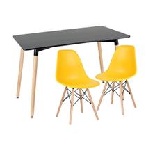 KIT - Mesa de jantar retangular Eames 60 x 120 cm preto + 2 cadeiras Eiffel DSW