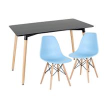 KIT - Mesa de jantar retangular Eames 60 x 120 cm preto + 2 cadeiras Eiffel DSW