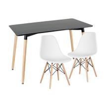 KIT - Mesa de jantar retangular Eames 60 x 120 cm preto + 2 cadeiras Eiffel DSW
