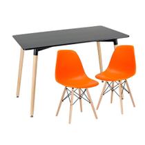 KIT - Mesa de jantar retangular Eames 60 x 120 cm preto + 2 cadeiras Eiffel DSW