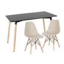 KIT - Mesa de jantar retangular Eames 60 x 120 cm preto + 2 cadeiras Eiffel DSW