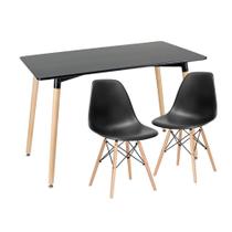KIT - Mesa de jantar retangular Eames 60 x 120 cm preto + 2 cadeiras Eiffel DSW