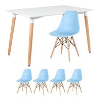 KIT - Mesa de jantar retangular Eames 80 x 120 cm branco + 4 cadeiras Eiffel DSW