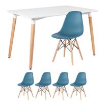 KIT - Mesa de jantar retangular Eames 80 x 120 cm branco + 4 cadeiras Eiffel DSW