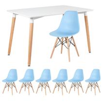 KIT - Mesa de jantar retangular Eames 80 x 120 cm branco + 6 cadeiras Eiffel DSW