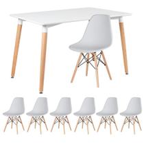 KIT - Mesa de jantar retangular Eames 80 x 120 cm branco + 6 cadeiras Eiffel DSW
