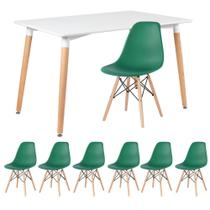 KIT - Mesa de jantar retangular Eames 80 x 120 cm branco + 6 cadeiras Eiffel DSW