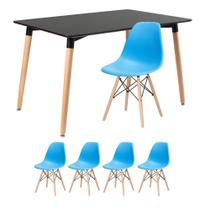 KIT - Mesa de jantar retangular Eames 80 x 120 cm preto + 4 cadeiras Eiffel DSW
