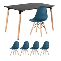 KIT - Mesa de jantar retangular Eames 80 x 120 cm preto + 4 cadeiras Eiffel DSW