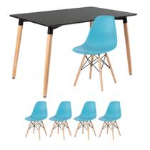 KIT - Mesa de jantar retangular Eames 80 x 120 cm preto + 4 cadeiras Eiffel DSW