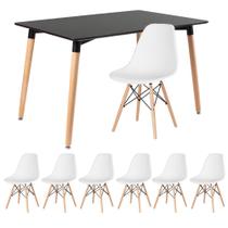 KIT - Mesa de jantar retangular Eames 80 x 120 cm preto + 6 cadeiras Eiffel DSW
