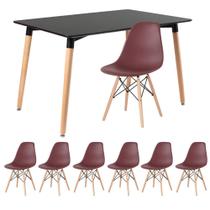 KIT - Mesa de jantar retangular Eames 80 x 120 cm preto + 6 cadeiras Eiffel DSW