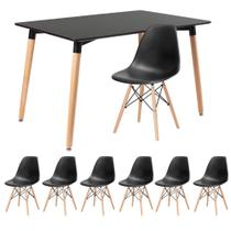 KIT - Mesa de jantar retangular Eames 80 x 120 cm preto + 6 cadeiras Eiffel DSW