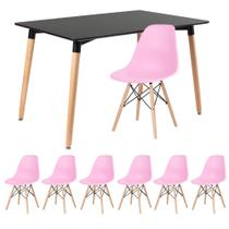 KIT - Mesa de jantar retangular Eames 80 x 120 cm preto + 6 cadeiras Eiffel DSW