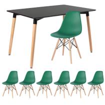 KIT - Mesa de jantar retangular Eames 80 x 120 cm preto + 6 cadeiras Eiffel DSW