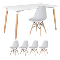 KIT - Mesa de jantar retangular Eames 80 x 140 cm branco + 4 cadeiras Eiffel DSW