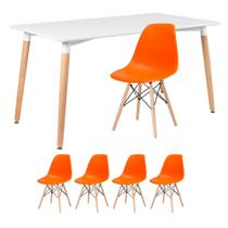 KIT - Mesa de jantar retangular Eames 80 x 140 cm branco + 4 cadeiras Eiffel DSW