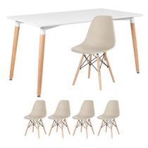 KIT - Mesa de jantar retangular Eames 80 x 140 cm branco + 4 cadeiras Eiffel DSW