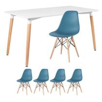 KIT - Mesa de jantar retangular Eames 80 x 140 cm branco + 4 cadeiras Eiffel DSW