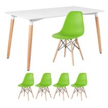 KIT - Mesa de jantar retangular Eames 80 x 140 cm branco + 4 cadeiras Eiffel DSW