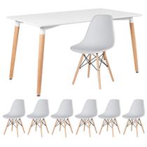 KIT - Mesa de jantar retangular Eames 80 x 140 cm branco + 6 cadeiras Eiffel DSW