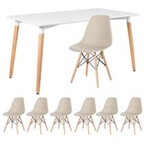 KIT - Mesa de jantar retangular Eames 80 x 140 cm branco + 6 cadeiras Eiffel DSW