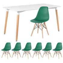 KIT - Mesa de jantar retangular Eames 80 x 140 cm branco + 6 cadeiras Eiffel DSW