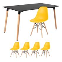 KIT - Mesa de jantar retangular Eames 80 x 140 cm preto + 4 cadeiras Eiffel DSW