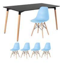 KIT - Mesa de jantar retangular Eames 80 x 140 cm preto + 4 cadeiras Eiffel DSW
