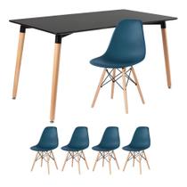 KIT - Mesa de jantar retangular Eames 80 x 140 cm preto + 4 cadeiras Eiffel DSW