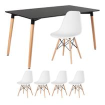 KIT - Mesa de jantar retangular Eames 80 x 140 cm preto + 4 cadeiras Eiffel DSW